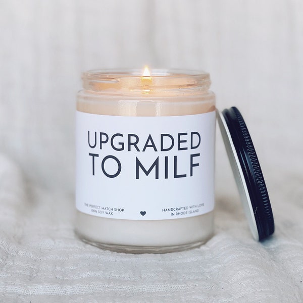 Upgraded to MILF New Mom gift Expecting Moms Gift Baby Shower Gift Pregnancy Gifts Baby Shower Candle Funny Gifts for New Moms