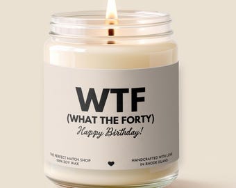 WTF Birthday What the forty 40th Birthday Gift Funny Birthday Gifts 40 birthday candle Milestone Birthday gifts Birthday Candle Gifts for 40