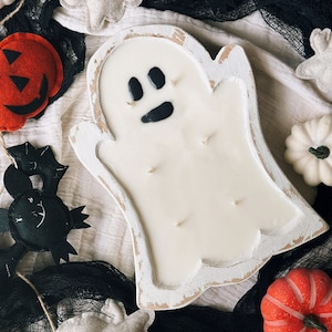 Ghost Bowl Candle Ghost candle Ghost Dough bowl Halloween dough ball Halloween decor Fall Candles Custom candles Fall home decor
