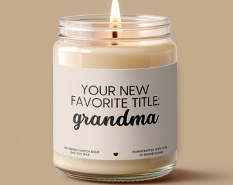 Grandma announcement, pregnancy announcements, pregnancy announcement candle for parents, new grandparents gift, New favorite title: grandma