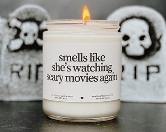 Halloween candle Scary movies candle Horror movie fan Horror gifts  fall candle decor Halloween decor fall scented candles