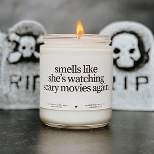 Halloween candle Scary movies candle Horror movie fan Horror gifts  fall candle decor Halloween decor fall scented candles
