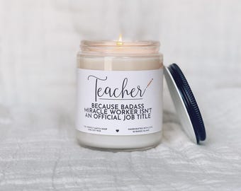 Teacher gift, teacher candle, teacher appreciation, thank you teacher, gift for teacher, christmas gift for teacher, teacher gifts