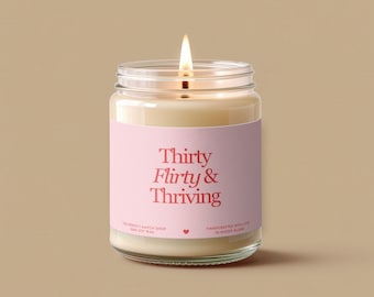 30th Birthday gifts, Thirty Flirty & Thriving, Cute Birthday Gifts for her, Milestone Birthday, Dirty 30 birthday gifts Turning 30 gift