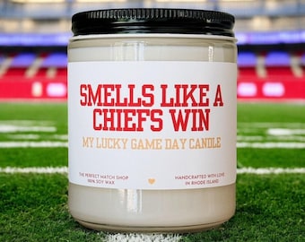 Vela con aroma a victoria de los Chiefs de la NFL Regalo de fútbol americano Regalo de domingo de fútbol americano para él Decoración para el día del partido Kansas City Chiefs