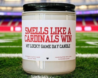 Smells like a Cardinals win Nfl Candle Football Gift Football Sunday Gift for him Game Day decor Arizona Cardinals