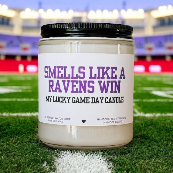 Smells like a Ravens win Nfl Candle Football Gift Football Sunday Gift for him Game Day decor Baltimore Ravens