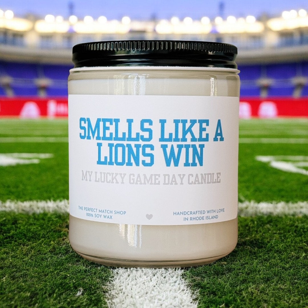 Smells like a Lions win Nfl Candle Football Gift Football Sunday Gift for him Game Day decor Detroit Lions
