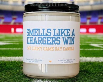 Smells like a Chargers win Nfl Candle Football Gift Football Sunday Gift for him Game Day decor Los Angeles Chargers