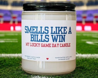 Smells like a Bills win Nfl Candle Football Gift Football Sunday Gift for him Game Day decor Buffalo Bills