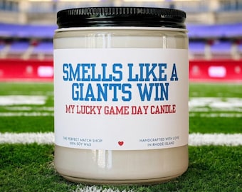 Smells like a Giants win Nfl Candle Football Gift Football Sunday Gift for him Game Day decor New York Giants