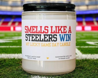 Smells like a Steelers win Nfl Candle Football Gift Football Sunday Gift for him Game Day decor Pittsburgh Steelers
