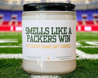 Smells like a Packers win Nfl Candle Football Gift Football Sunday Gift for him Game Day decor Green Bay Packers