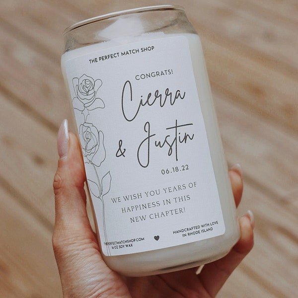 Custom Names Wedding Gift Happy Wedding day candle Wedding Gifts Bridal Shower Gifts Wedding Candle Congrats on your Wedding