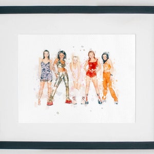Spice Girls Inspired Watercolor Art Print, Pop Culture, Poster, Music Gift, 90s Wall Art