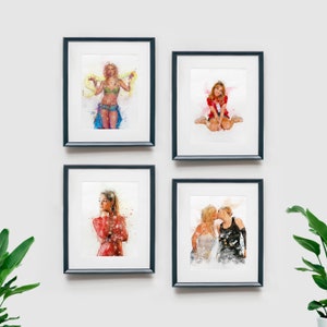 4 Set Britney Inspired Watercolor Art Prints, Free Britney, Pop Culture, wall art, music