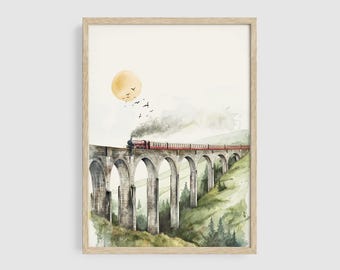 Express Train Wall Art, Wizard Neutral Nursery, Wizarding Baby Decor, Fan Nursery Decor, Baby Shower Gift, Wizard Wall Decor