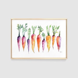 Carrots Rainbow Watercolor, Kitchen Art Decor, Kitchen Gift, Food Gift, Vegetables Artwork, Wall Art Print Painting, Food Print, Food Poster
