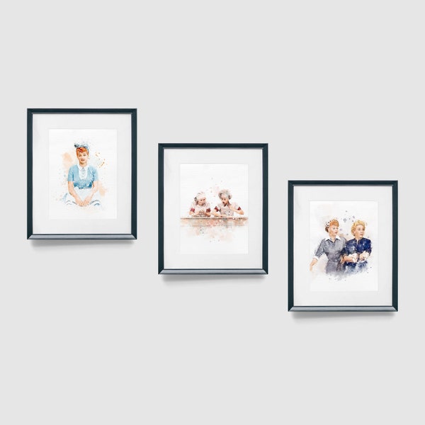 3 Set Lucille Ball Wall Art, Original Art, Poster, Art, Watercolor Art Prints, Pop Culture