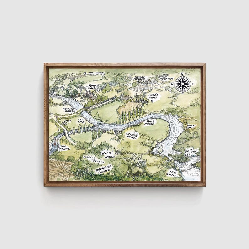 Wind in the Willows Map Print, Childrens Room Decor, Map Decor, Nursery ...