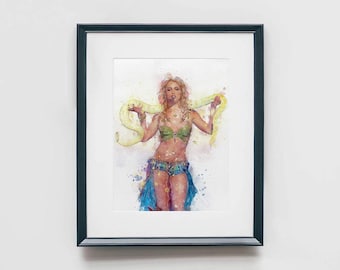 Britney Inspired Watercolor Art Print, Music Performance, Free Britney, Pop Culture, Wall Art