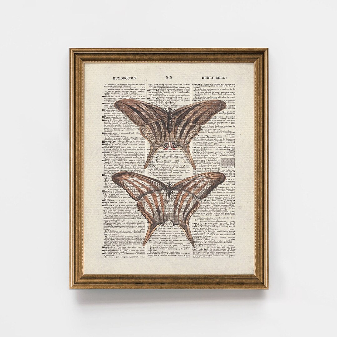 Moth Wall Art Print, Dictionary Art, Vintage Book Page Print, Moth