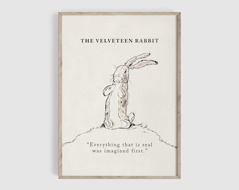 Velveteen Rabbit Illustration, Quote Print, Nursery Wall Art, Nursery Prints, Nursery Gift, Vintage, Baby Shower Gift, Vintage Book Page VR2