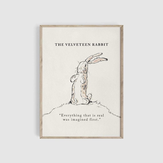 Velveteen Rabbit Illustration, Quote Print, Nursery Wall Art, Nursery Prints, Nursery Gift, Vintage, Baby Shower Gift, Vintage Book Page VR2