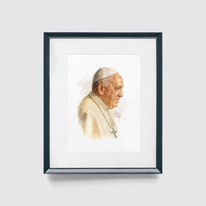 Pope Francis Wall Art, Portrait of Papa Francesco, Pope Francis Drawing, Watercolor Wall Art, Spiritual Home Decor, Religious Art, Vatican