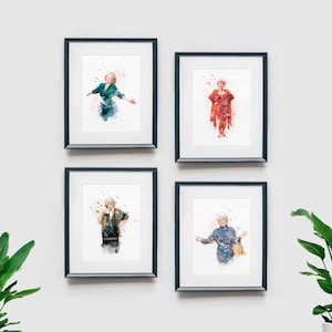 4 Set or Single Golden Girls Wall Art Prints, Watercolor Art Prints, Pop Culture