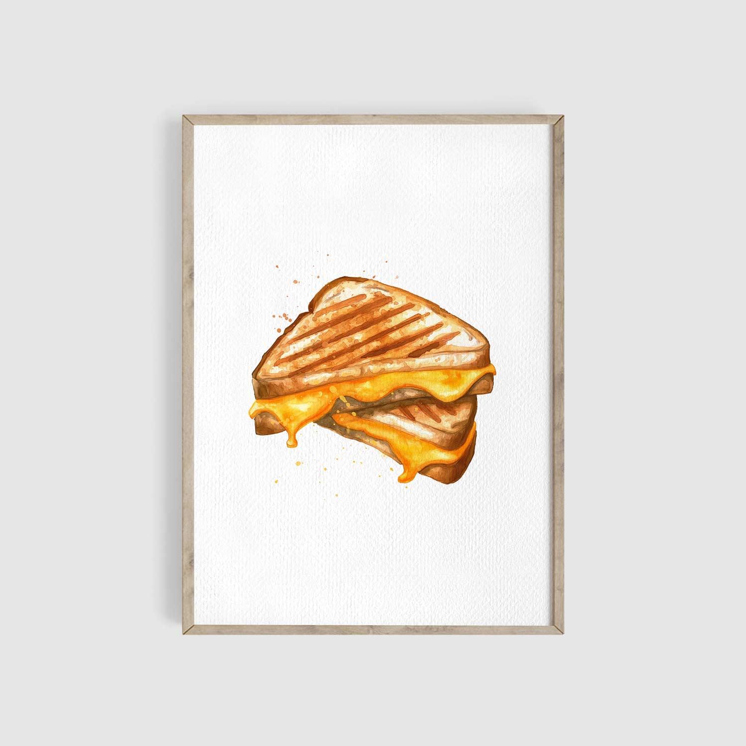 Grilled Cheese Sandwich Watercolor Print, Food Art, Kitchen Wall Art Decor, Kitchen Gift, Grilled Cheese Wall Decor, Food Illustration