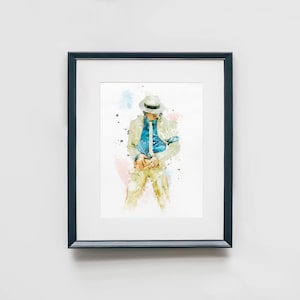 Michael Jackson Watercolor Art Print, Dance, Pop Culture, Music