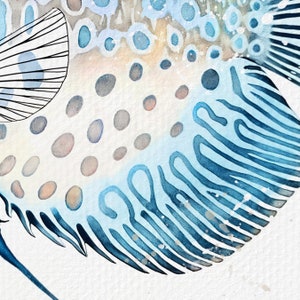 Abstract Watercolor Discus Fish, Set of 2 Prints, Blue Fish Painting ...