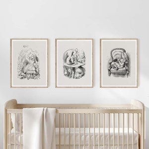 Alice in Wonderland Nursery, Set of 3 Prints, Nursery Wall Art, Nursery ...