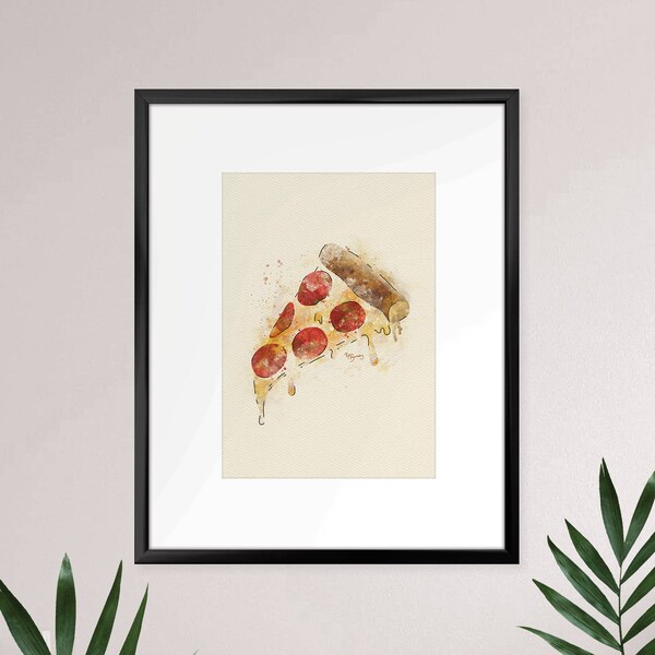 Pizza Watercolor Art Print Wall Decor