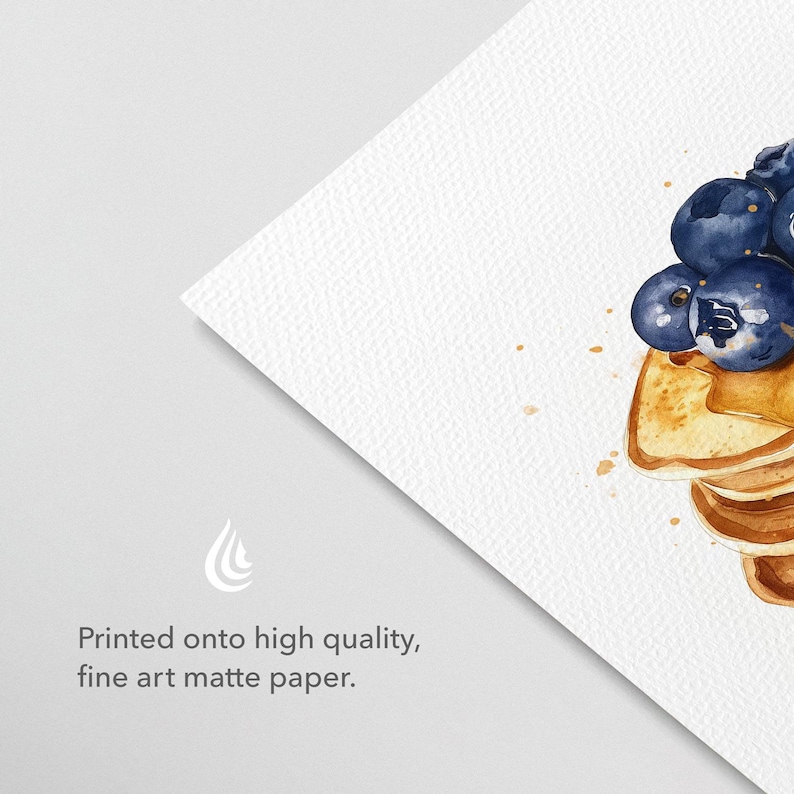 Blueberry Pancakes Watercolor Print, Brunch Art, Breakfast Print, Kitchen Wall Art Decor, Kitchen Gift, Food Illustration, Pancake Painting image 5