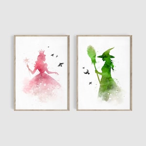 Wizard of Oz Watercolor, Wicked Witch of the East, Glinda Good, Wizard of Oz Wall Art Prints, Princess Art, Oz Art, Set of 2, Print Set
