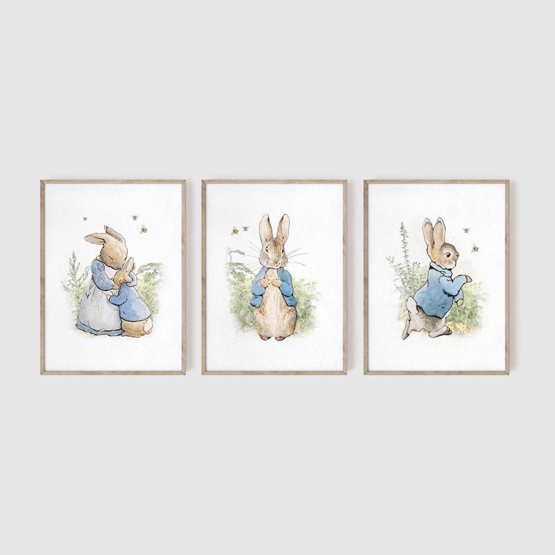 Peter Rabbit Nursery Prints, Set of 3, Woodland Nursery, Vintage Bunny ...