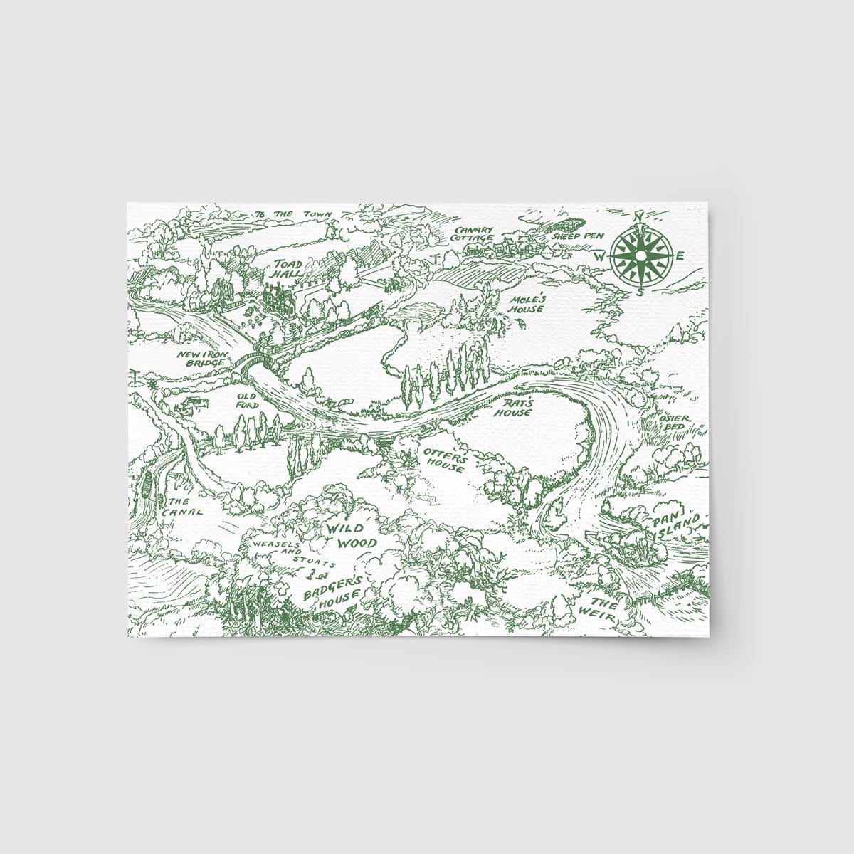 Wind in the Willows Sage Neutral Map Print, Childrens Room Decor, Map ...