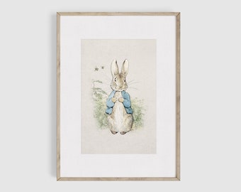 Peter Rabbit, Vintage Bunny Nursery Wall Art, Nursery Wall Art, Rabbit Art Print, Baby Shower Gift, Benjamin Bunny PR5