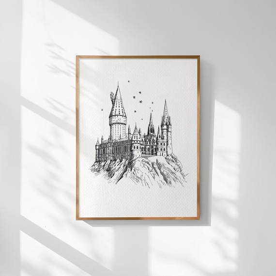 Wizard Wall Art, Castle Wall Art, Wizard School, Magic Wall Prints, Neutral Nursery, Fan Decor, Whimsical Art Print, Neutral Nursery