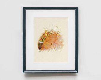 Taco Watercolor Art Print Wall Decor