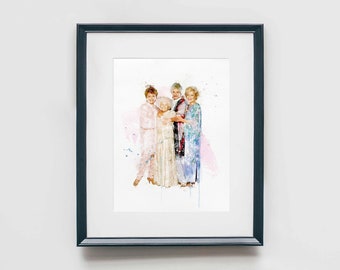 Golden Girls inspired, betty white, tv show, golden girls gift, stay golden, watercolor, Pop Culture