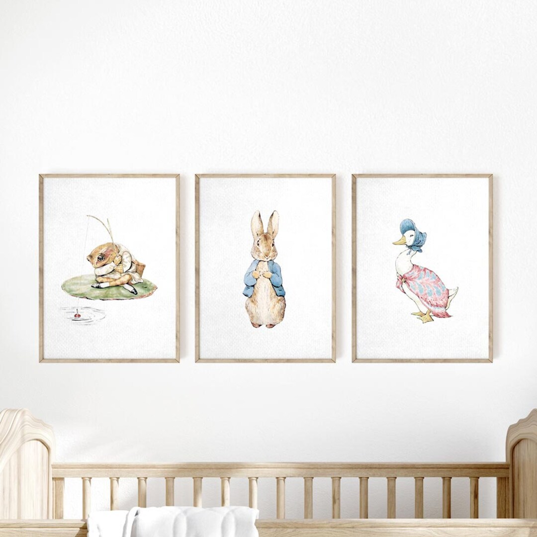 Set of 3 Beatrix Potter Nursery Art Prints, Peter Rabbit, Vintage Bunny ...
