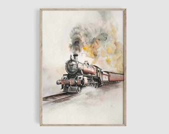 Express Train Wall Art, Wizard Neutral Nursery, Wizarding Baby Decor, Fan Nursery Decor, Baby Shower Gift, Wizard Wall Decor, Wizard Poster
