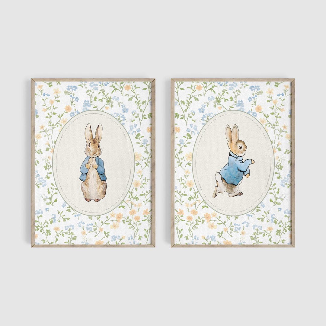 Set of 2 Vintage Peter Rabbit Prints, Peter Rabbit Nursery Decor ...
