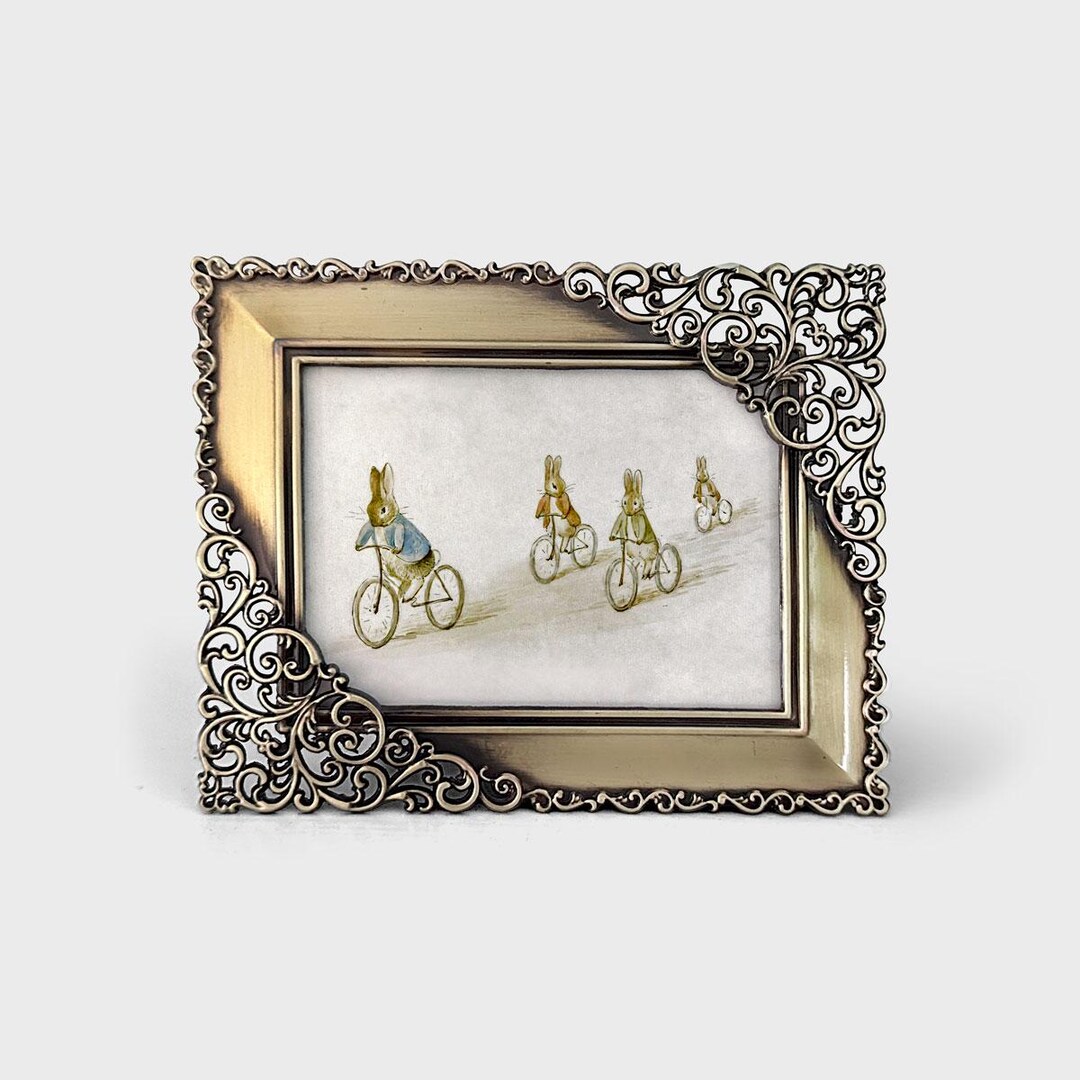 Miniature Peter Rabbit Frame, Antique Gold Frame, Nursery Decor, Desk ...