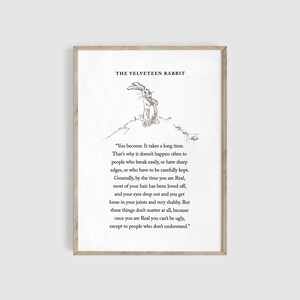 Velveteen Rabbit Quote Print, Nursery Wall Art, Nursery Prints, Motivational Print, Baby Shower Gift, Book Page Wall Art, Vintage Book Page White