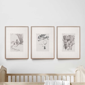Winnie the Pooh Nursery, Set of 3, Classic Pooh Art Prints, Winnie the Pooh Art, Classic Pooh Nursery Art, Classic Winnie the Pooh