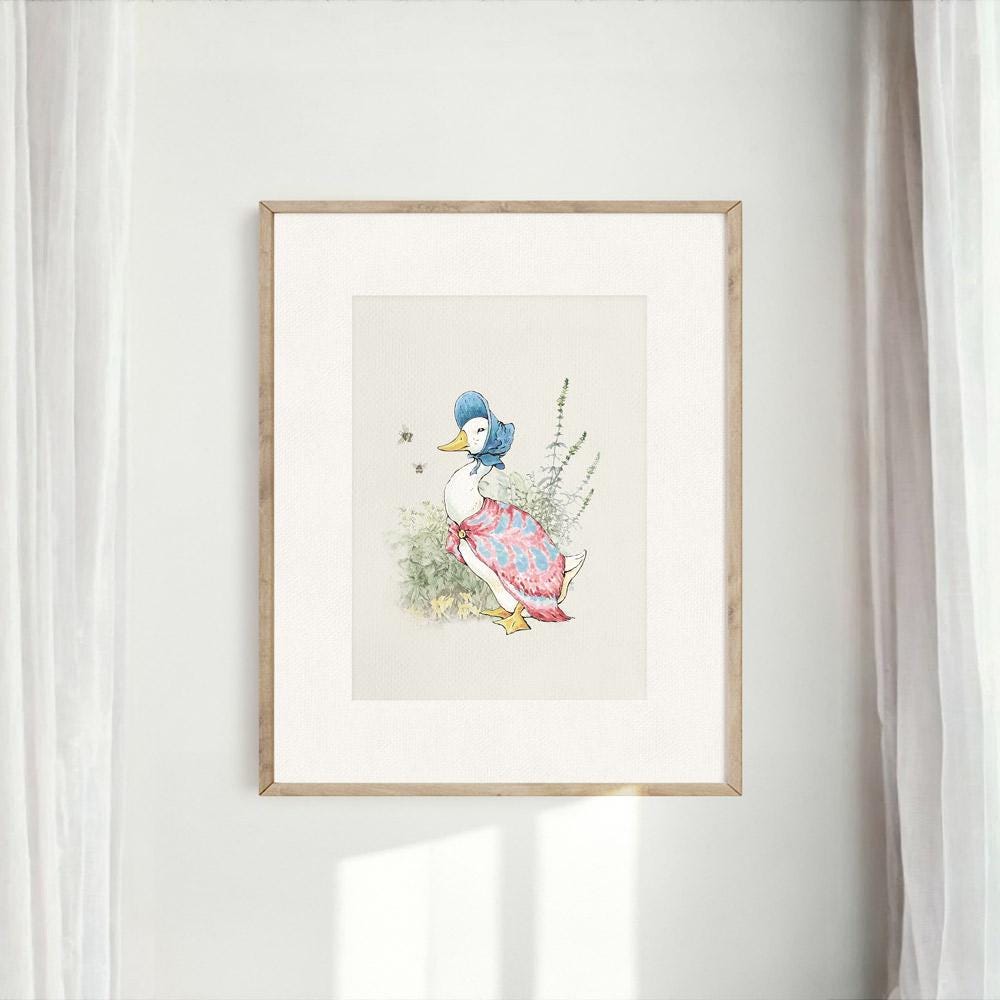 Jemima Puddleduck Art, Peter Rabbit, Beatrix Potter, Vintage Nursery ...